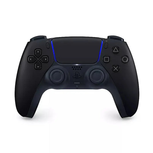 Black Sony PlayStation 5 DualSense wireless controller with ergonomic design and adaptive triggers, branded by Enforce Records.