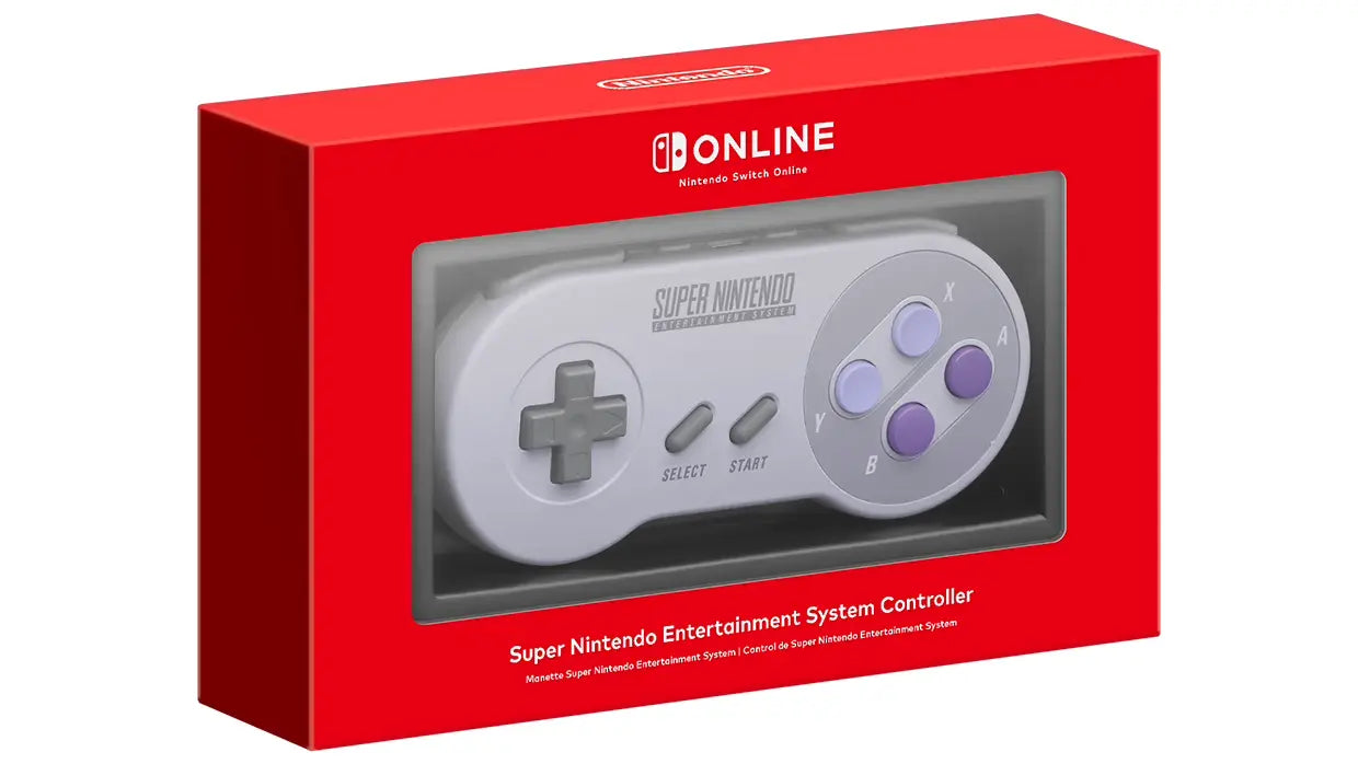 Enforce Records Super Nintendo Entertainment System controller with colorful buttons and classic design for gaming nostalgia.