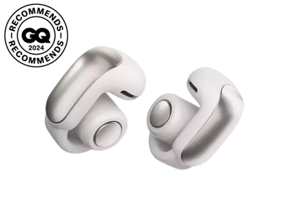 Black Bose Ultra Open Earbuds by Enforce Records shown with sleek design and open-ear fit for comfortable listening.