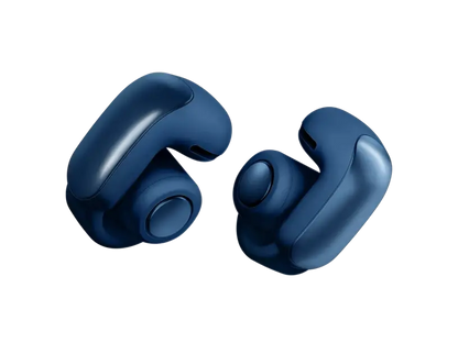 Black Bose Ultra Open Earbuds with sleek design and open-ear fit, shown in a product image for Enforce Records.