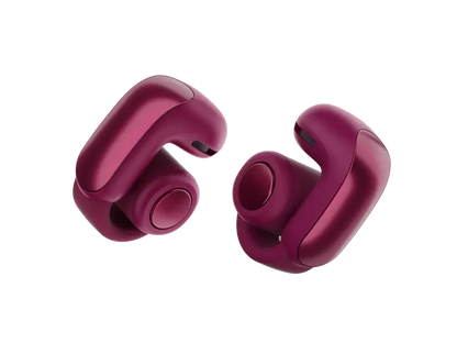 Black Bose Ultra Open Earbuds by Enforce Records shown with open-ear design and sleek fit for comfortable listening.