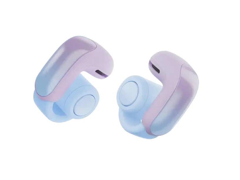 Black Bose Ultra Open Earbuds from Enforce Records, wireless in-ear design with open-ear style and sleek finish.