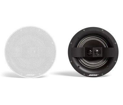 Enforce Records white Bose Virtually Invisible 791 in-ceiling speakers II installed in ceiling for seamless sound integration