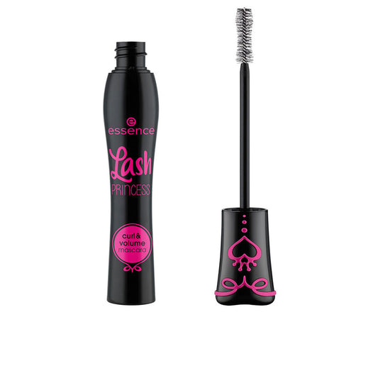 Essence Lash Princess volume and curl mascara in 12 ml bottle, showcasing the mascara brush and product packaging.