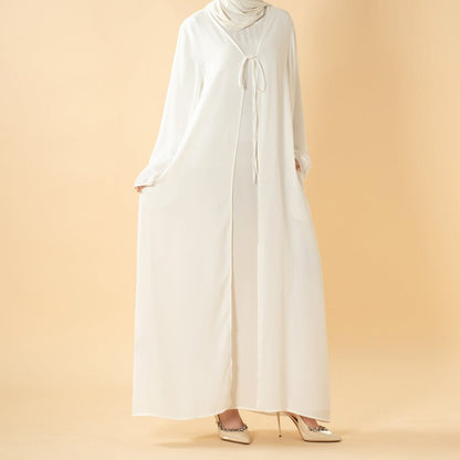 Essential Zoom Open Front Abaya with Tie Closure & Pockets (MOA309)