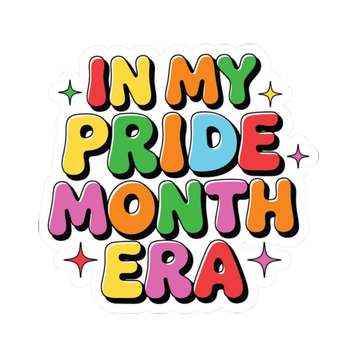 Glossy rainbow Pride Month sticker featuring LGBTQ+ colors, perfect for decorating laptops and showcasing support.