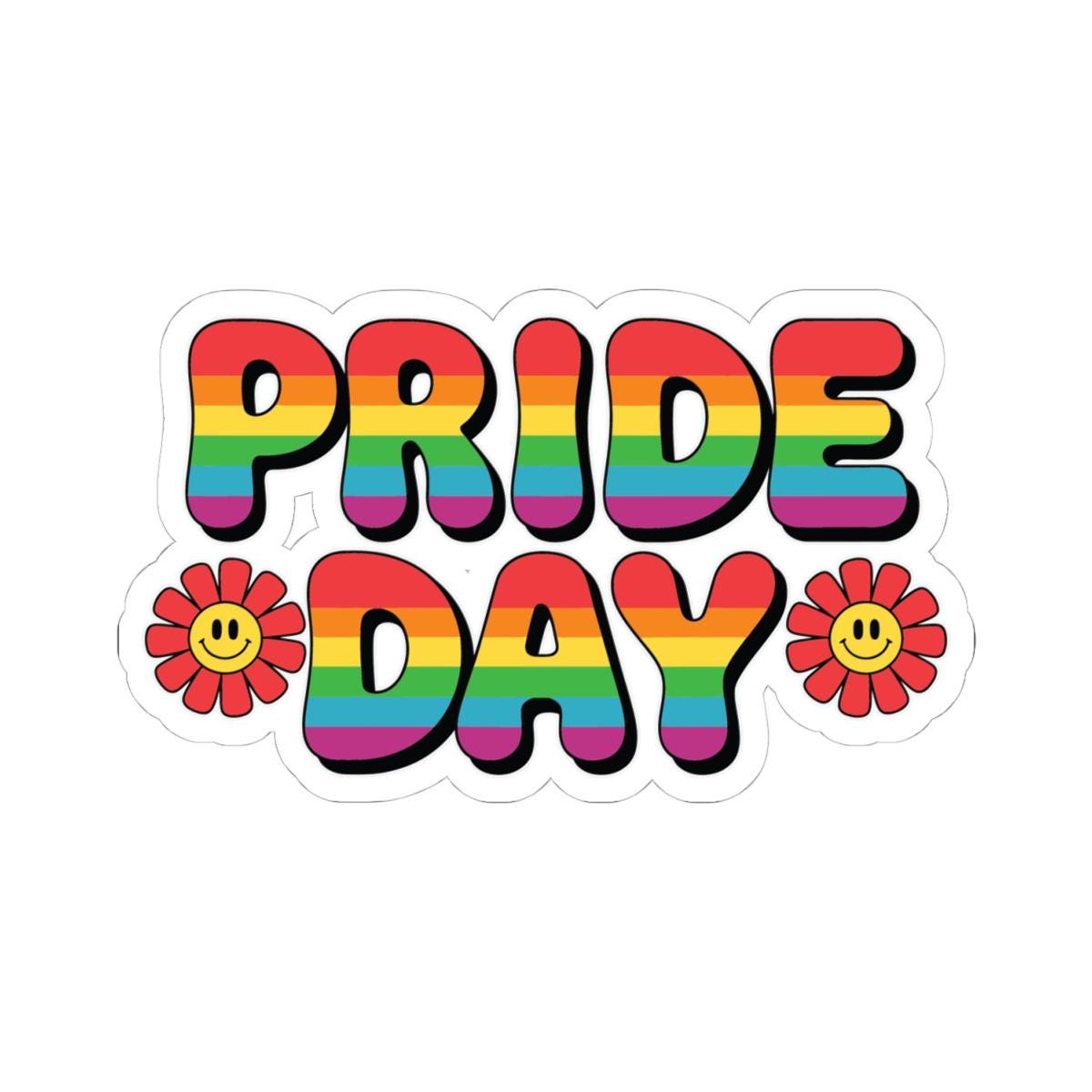 Glossy rainbow pride sticker made of vinyl, perfect for decorating laptops to show LGBTQ+ support.