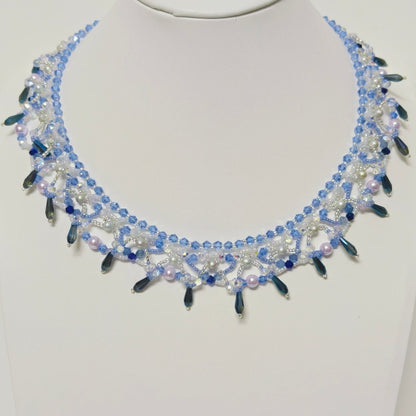 Handmade Woven Beaded Necklace | Glass Beads & Shell Pearls Choker | Intricate Seed Bead Art Necklace (MAC343)