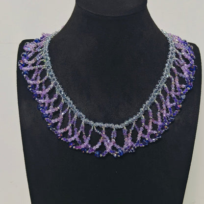Handmade Woven Beaded Necklace | Glass Beads & Shell Pearls Choker | Intricate Seed Bead Art Necklace (MAC343)