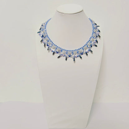 Handmade Woven Beaded Necklace | Glass Beads & Shell Pearls Choker | Intricate Seed Bead Art Necklace (MAC343)