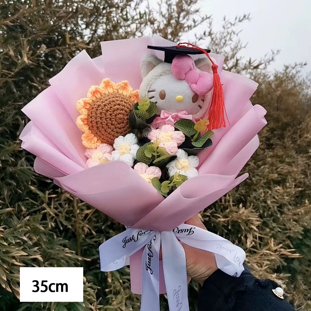 Hello Kitty Cartoon Plush Bouquet Anime Rose Flowers Doll Home Wedding Decoration Christmas Valentine'S Day Gift