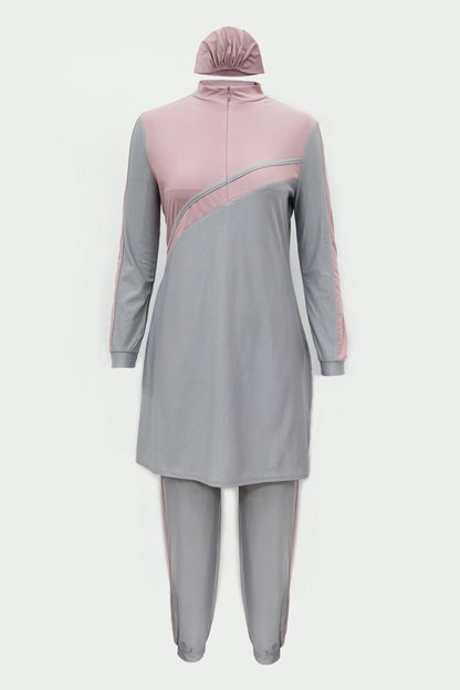 Muslim Women Swimming Suit With Headscarf & Pants, Long Sleeve Burkini Swim Suit (MB016)