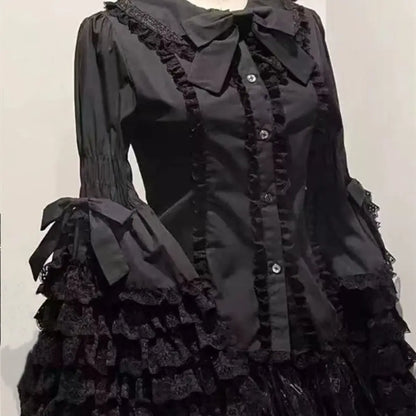 Kawaii Flare Sleeve Bow Blouse