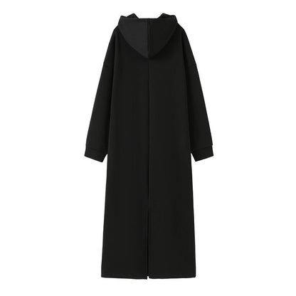 Fleece-Lined Hooded Maxi Sweatshirt Dress | Thick Winter Loungewear Dress(MS181)