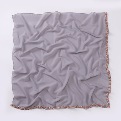 Floral Embellished Chiffon Hijab Scarf (MH221)