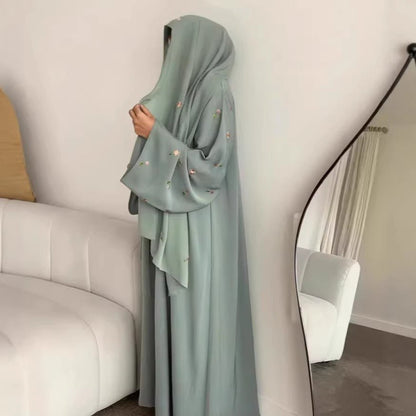 Floral Embroidered Abaya & Hijab Set(MOA248)