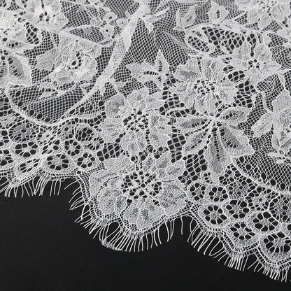 Floral Lace Hijab with Eyelash Fringe Edge(MH237)