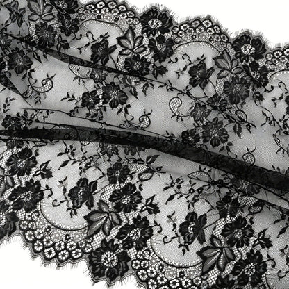 Floral Lace Hijab with Eyelash Fringe Edge(MH237)