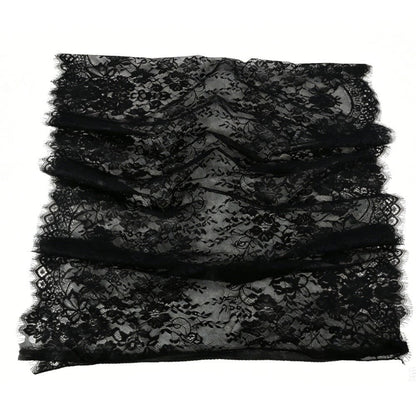 Floral Lace Hijab with Eyelash Fringe Edge(MH237)