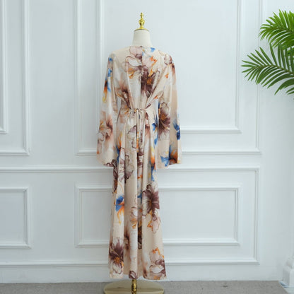 Floral Print Abaya with Bell Sleeves(MA332)