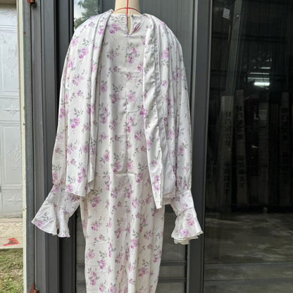 Floral Print Abaya with Matching Hijab (MA413)