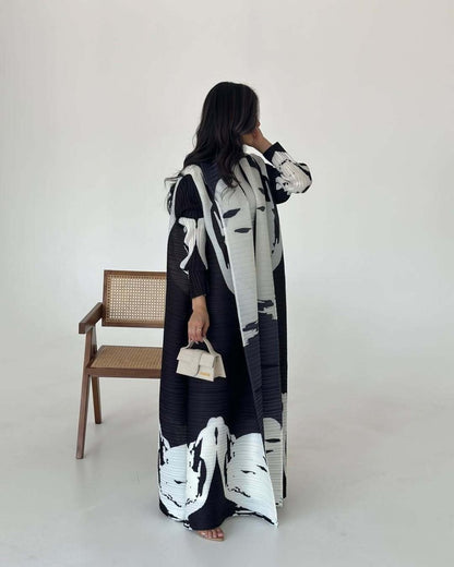 Floral Print Muslim Trench Coat - Modest Commuter Jacket Cape Robe(MOA212)