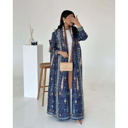 Floral Print Muslim Trench Coat - Modest Commuter Jacket Cape Robe(MOA212)