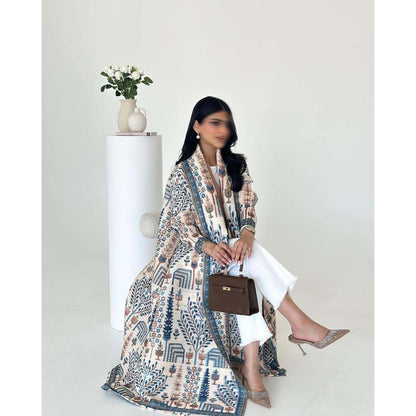Floral Print Muslim Trench Coat - Modest Commuter Jacket Cape Robe(MOA212)