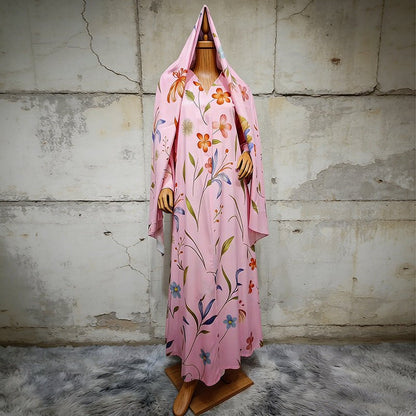 Floral Printed Oversized Abaya with Hijab (MOA297)