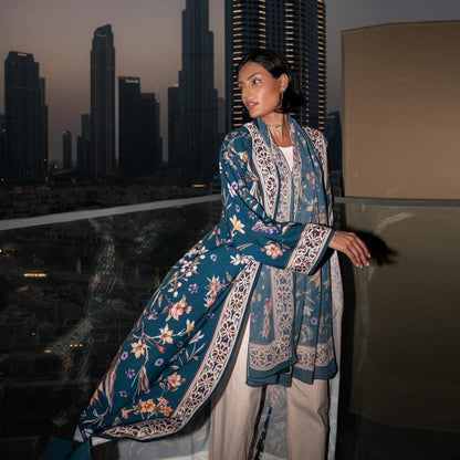 Floral Printed Abaya Set with Hijab (MOA267)