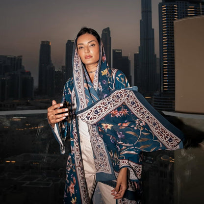 Floral Printed Abaya Set with Hijab (MOA267)