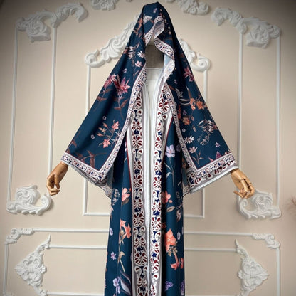 Floral Printed Abaya Set with Hijab (MOA267)