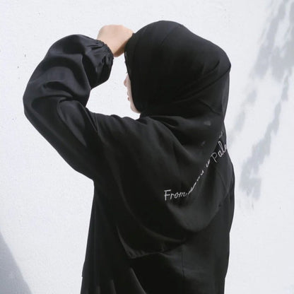 Free Palestine Chiffon Hijab – Cultural Statement Scarf with Arabic Letter Design (MH107）