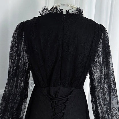 French Lace V-Neck Maxi Dress(MS361)