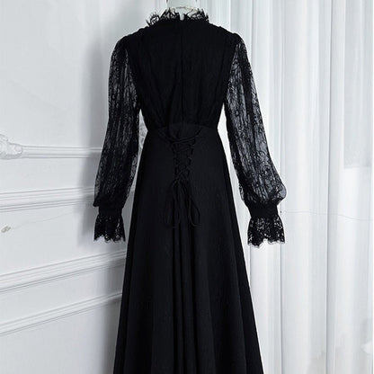 French Lace V-Neck Maxi Dress(MS361)