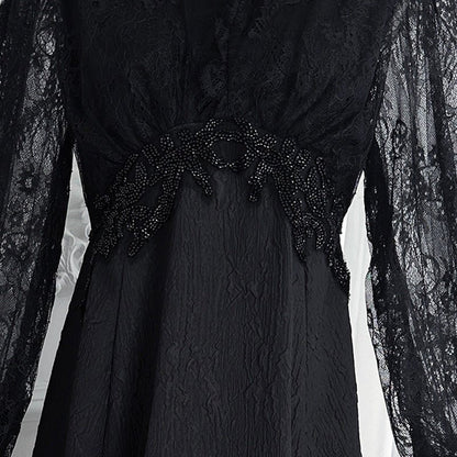 French Lace V-Neck Maxi Dress(MS361)