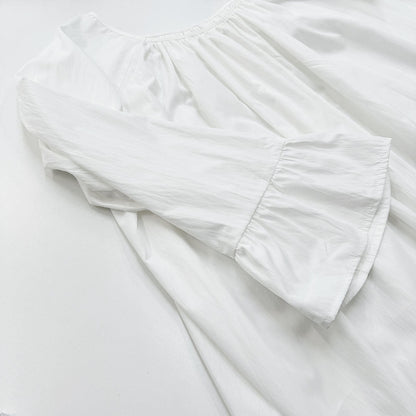 French Loungewear Maxi Dress with Ruffle Cuffs(MA397)