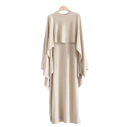 French-Style Two-Piece with Draped Poncho (MS310)