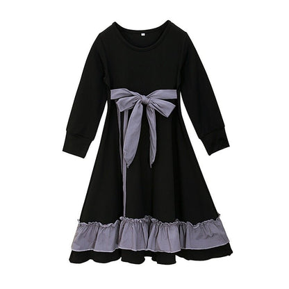 Girls Dress & Hijab Set with Contrast Trim(MKG025)