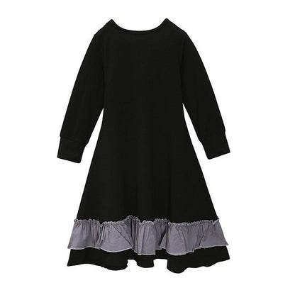 Girls Dress & Hijab Set with Contrast Trim(MKG025)
