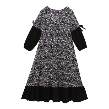 Girls Patchwork Floral Kid Abaya 2-Piece Set(MKG012)