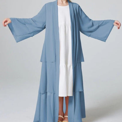 Girls Plain 3-Layered Chiffon Open Abaya Kid Abaya(MKG009)