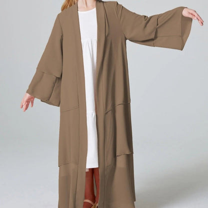 Girls Plain 3-Layered Chiffon Open Abaya Kid Abaya(MKG009)