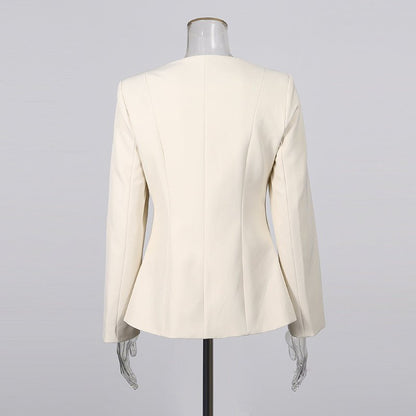 Gold Button Blazer & Straight Leg Pants Set (MS398)