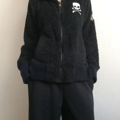 Harajuku Grunge Skull Zip Hoodie