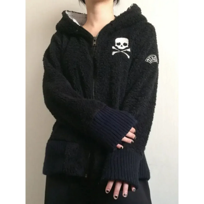 Harajuku Grunge Skull Zip Hoodie