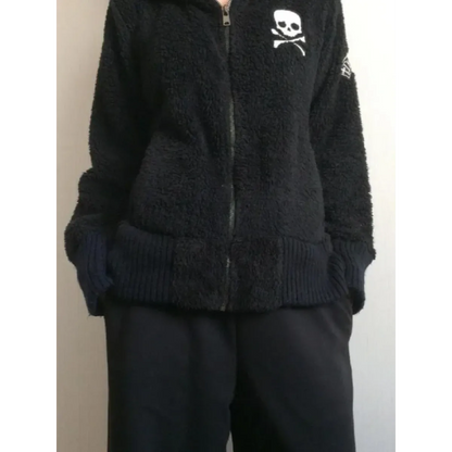 Harajuku Grunge Skull Zip Hoodie