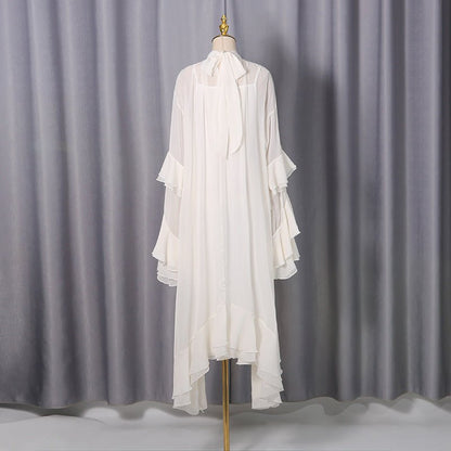 High Neck Ruffle Sleeve Dress(MS360)