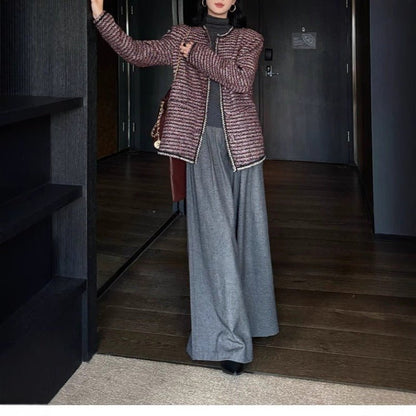 High Waist Wide Leg Trousers | Loose Fit Tailored Palazzo Pants(MS178)