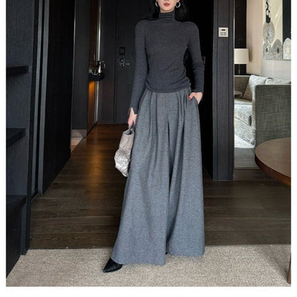 High Waist Wide Leg Trousers | Loose Fit Tailored Palazzo Pants(MS178)